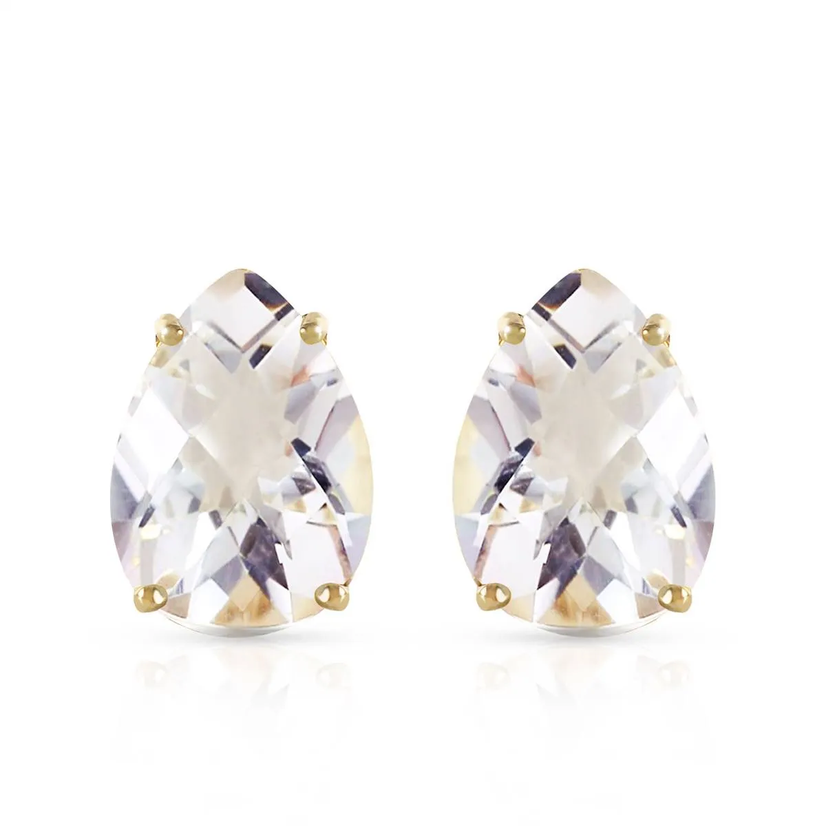 10 Carat 14K Solid Yellow Gold French Clips Earrings Natural White Topaz