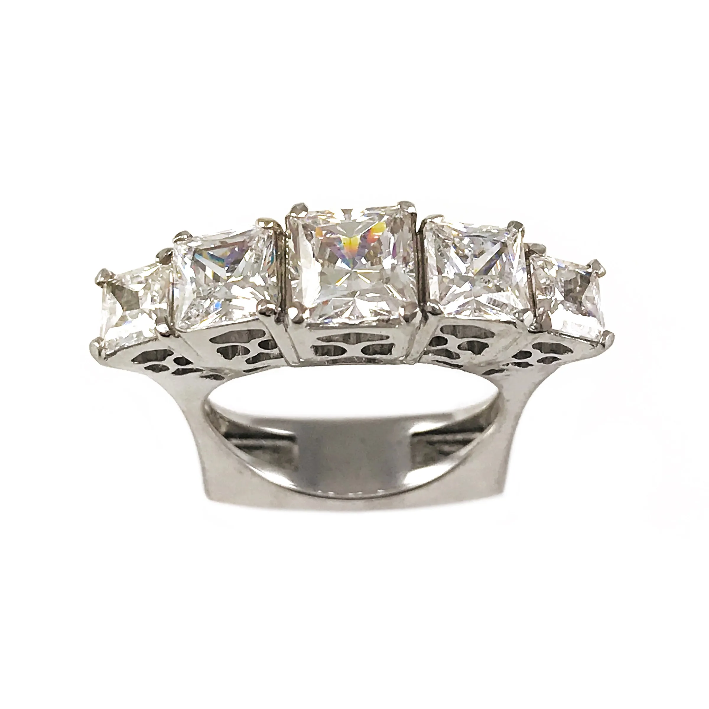 14k Custom Contemporary Cubic Zirconia Cocktail Ring