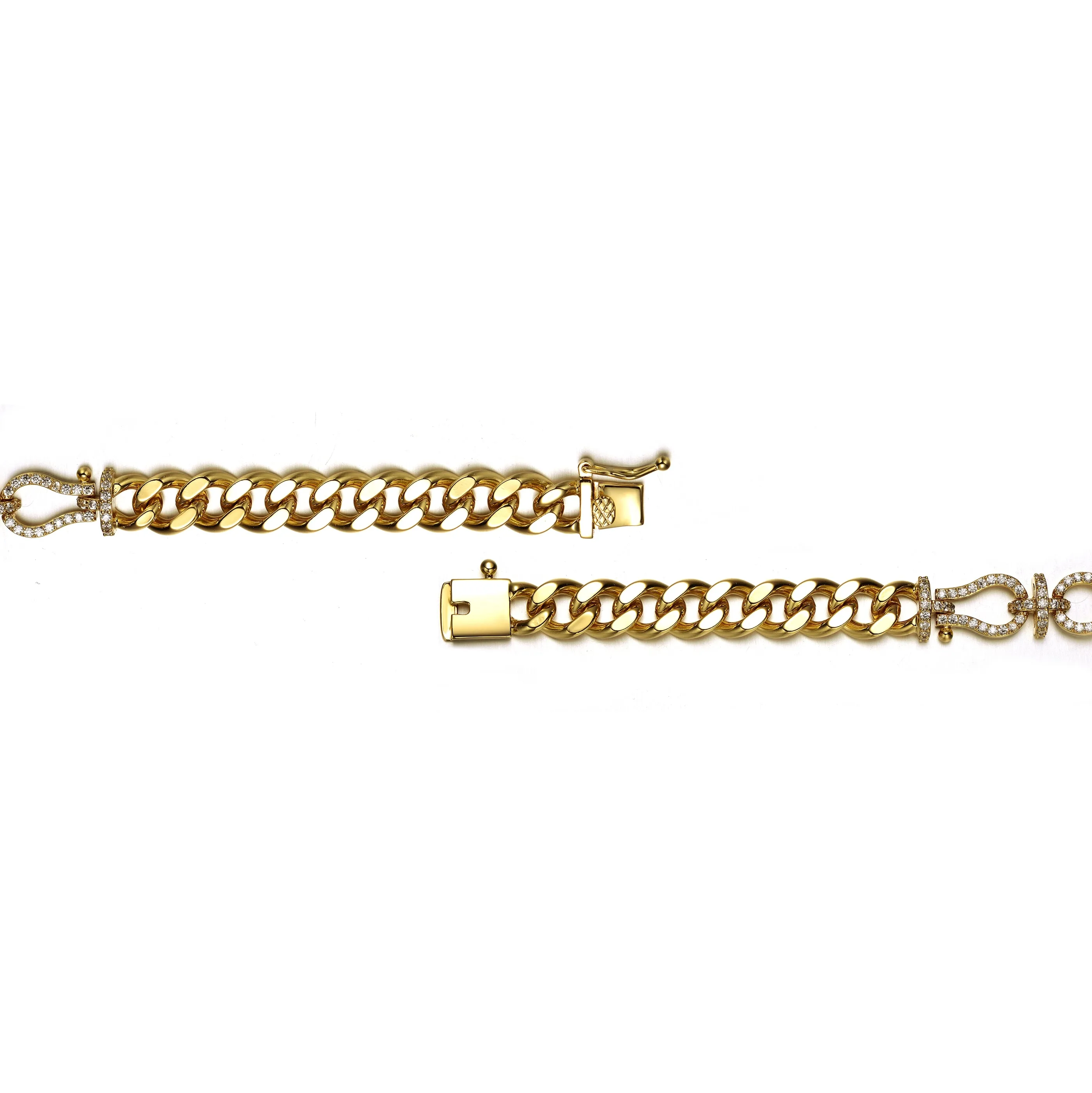 14k Gold Plated with Cubic Zirconia Love Knot Miami Cuban/Curb Chain Bracelet