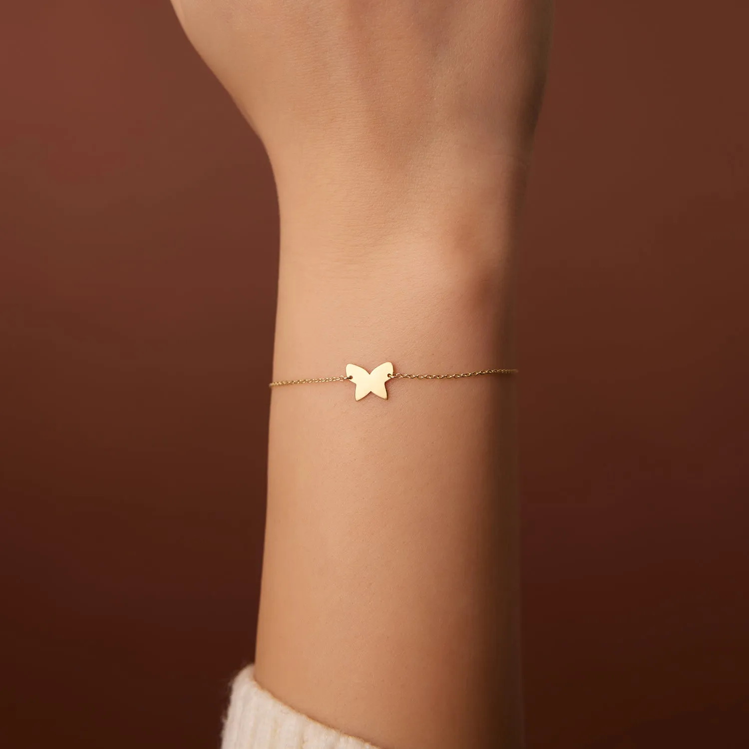 14K Gold Trendy Gold Butterfly Bracelet