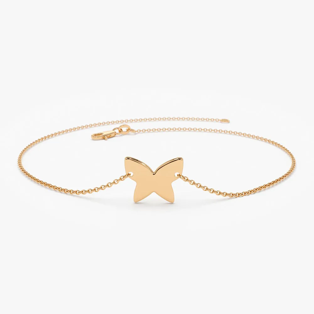 14K Gold Trendy Gold Butterfly Bracelet