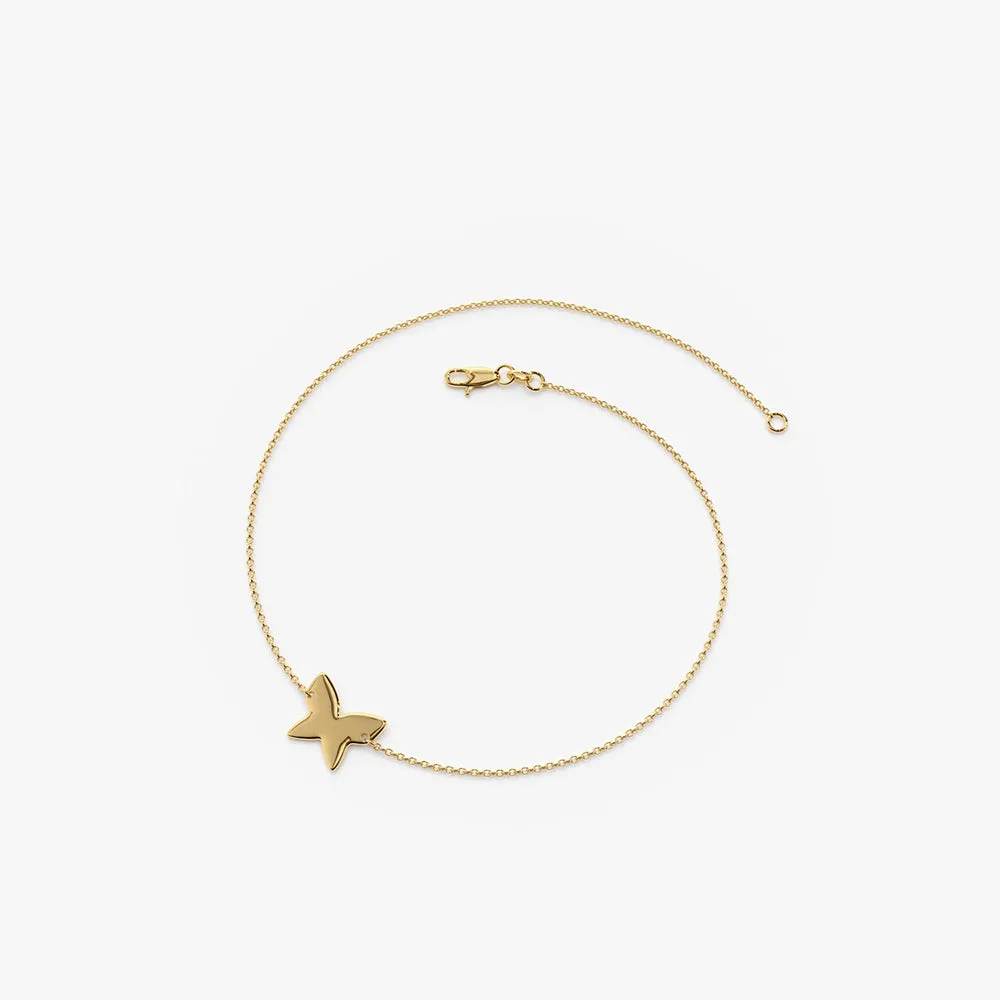 14K Gold Trendy Gold Butterfly Bracelet