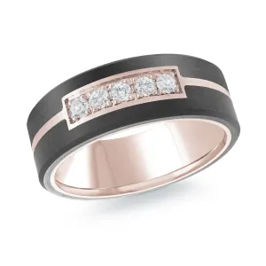 14K Rose Gold Ring from the Noir Collection by Malo - MRDA-161-8P