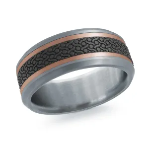 14K Rose Gold with Carbon Fiber Ring from the Tantalum Collection by Malo - MRDTC-013-8PB