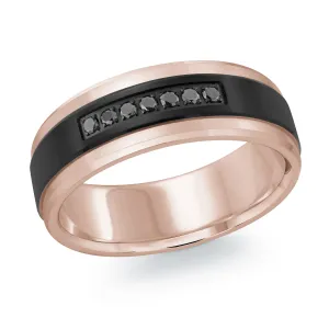 14K Rose Gold with Carbon Fiber Ring from the Titanium Collection by Malo - MRDTI-014-7PBD