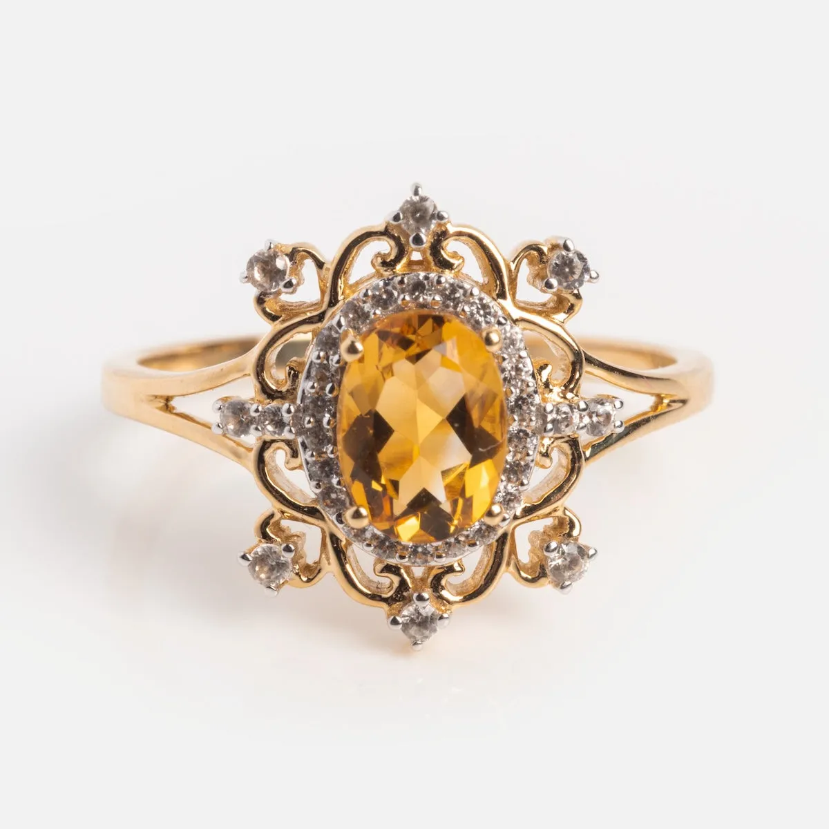 14k Vintage Inspired Citrine Statement Ring