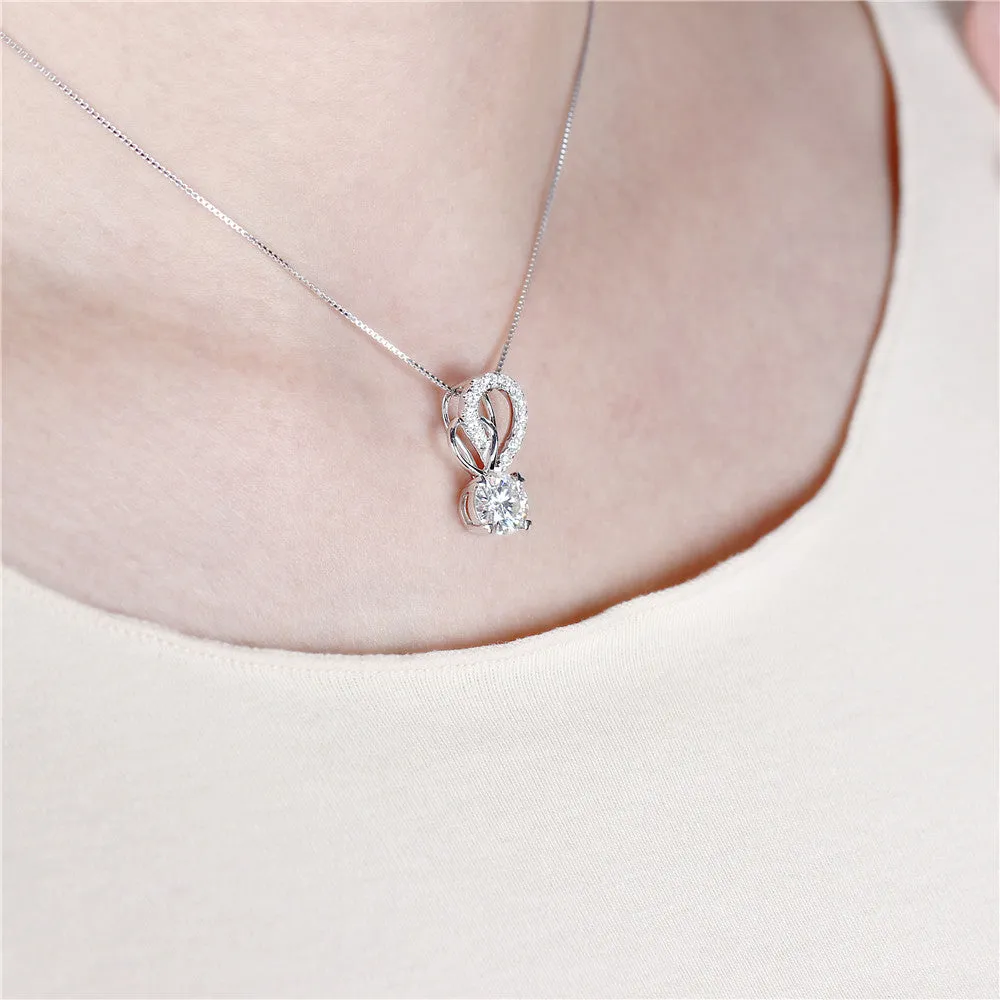 14k White Gold Moissanite Pendant / Necklace 1.77ctw