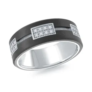 14K White Gold Ring from the Noir Collection by Malo - MRDA-160-8W