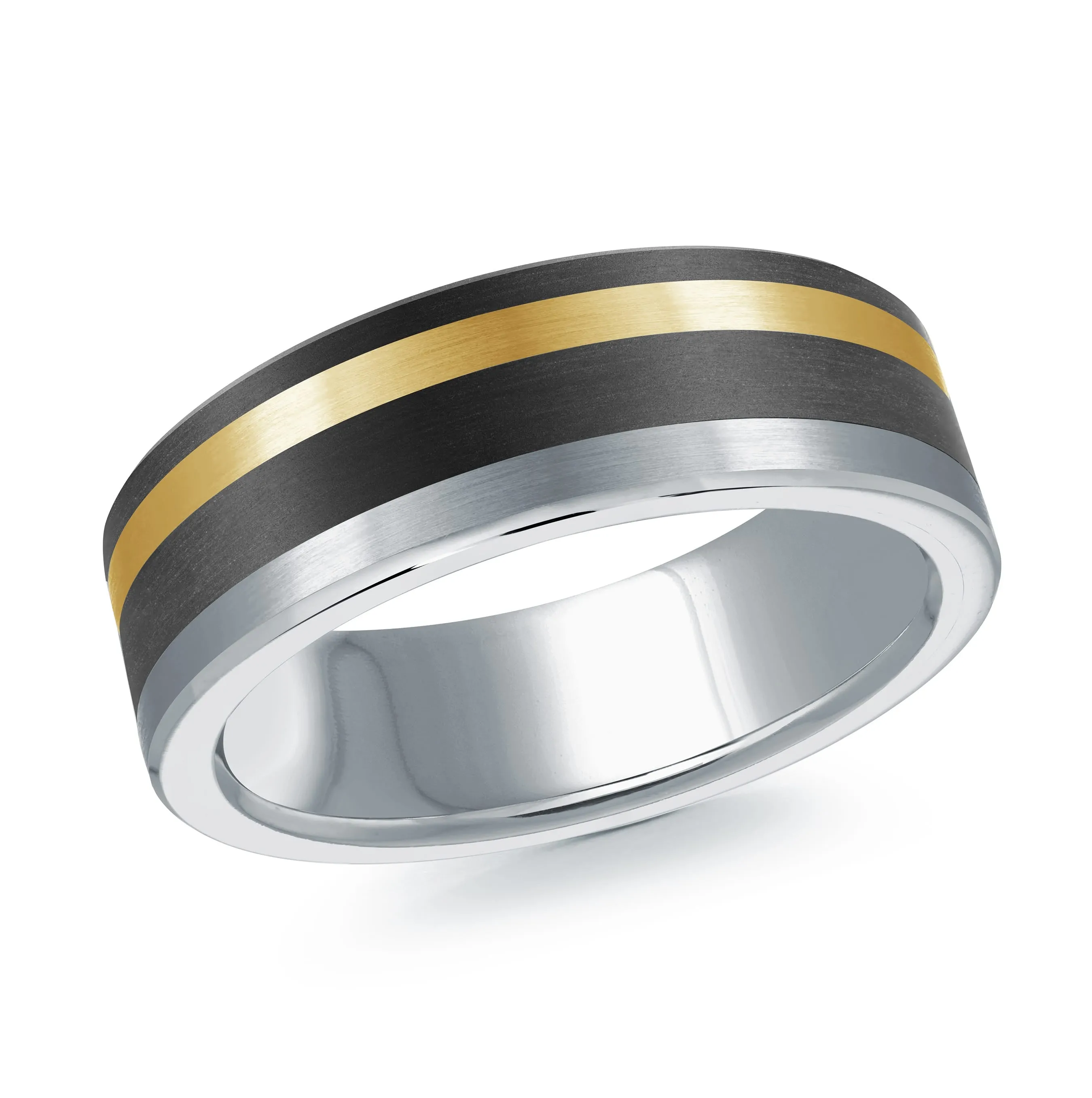 14K White Gold with 14K Yellow Gold Ring from the Noir Collection by Malo - MRDA-154-7WY