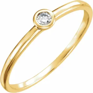 14K Yellow Gold Bezel Diamond Stackable