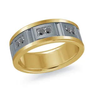 14K Yellow Gold with Carbon Fiber Ring from the Tantalum Collection by Malo - MRDTN-046-8YBD