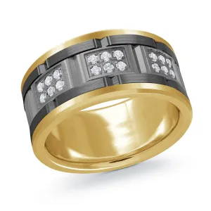 14K Yellow Gold with Carbon Fiber Ring from the Tantalum Collection by Malo - MRDTN-055-11YBD