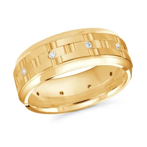 14K Yellow Gold with Inlaid Diamonds Ring from the Executif Collection by Malo - MRD-086-8Y15