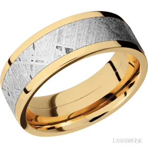 14K Yellow Gold with Polish Finish and Meteorite Inlay - 8MM