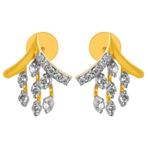 14KT (585) Yellow Gold & Diamond Stylish Stud Earrings