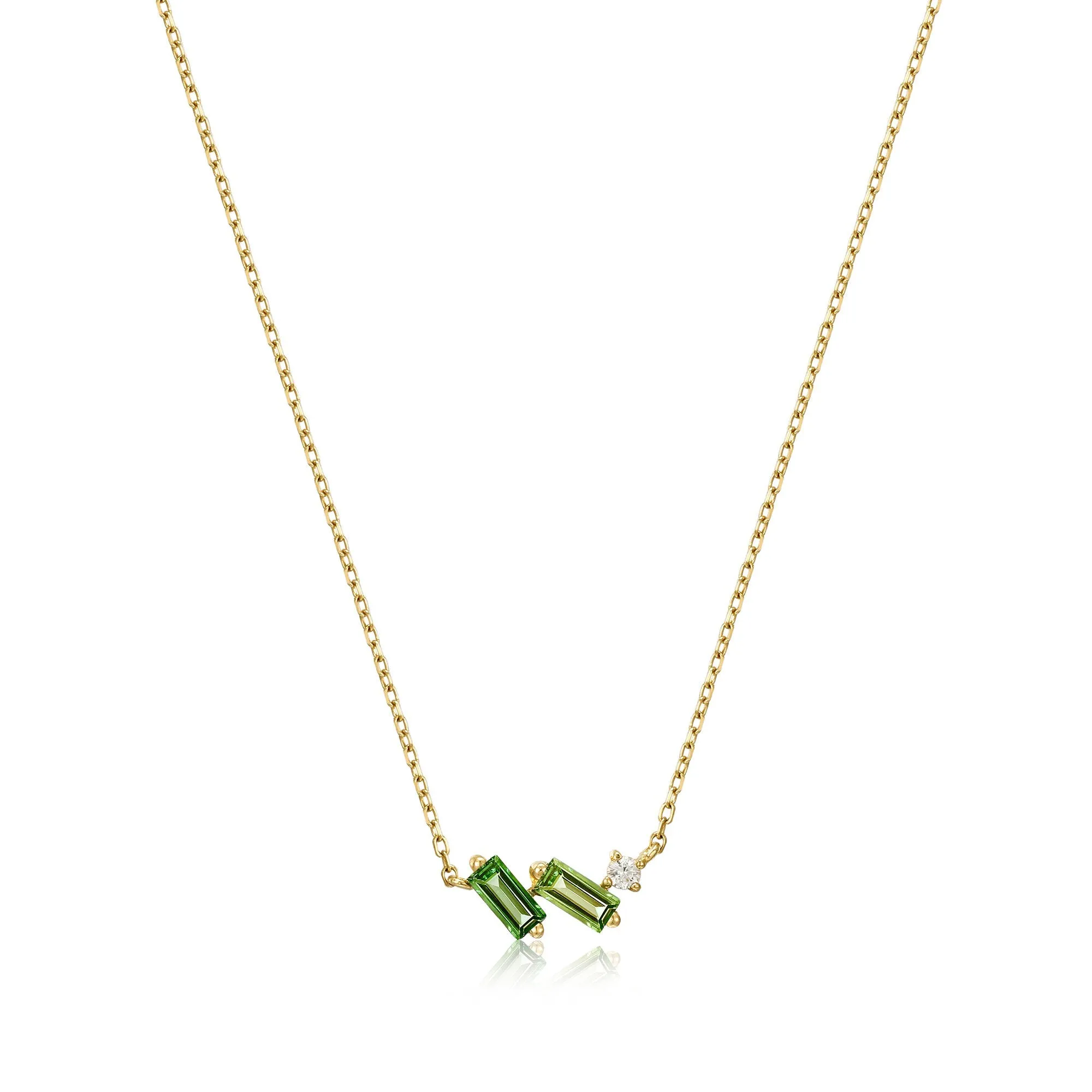 14kt Gold Tourmaline and White Sapphire Necklace