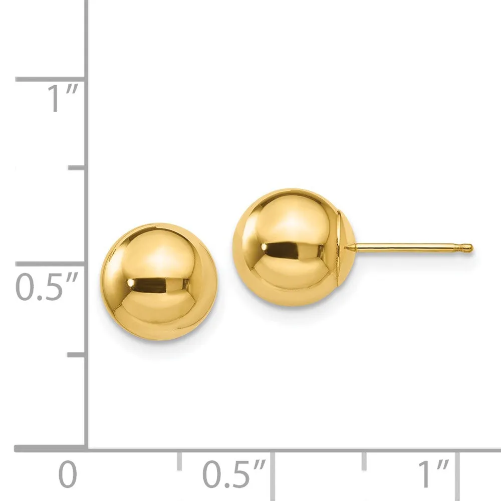 14KT Yellow Gold 8MM Stud Earrings