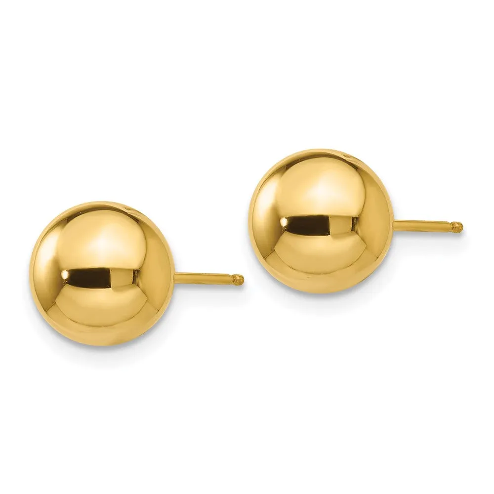 14KT Yellow Gold 8MM Stud Earrings