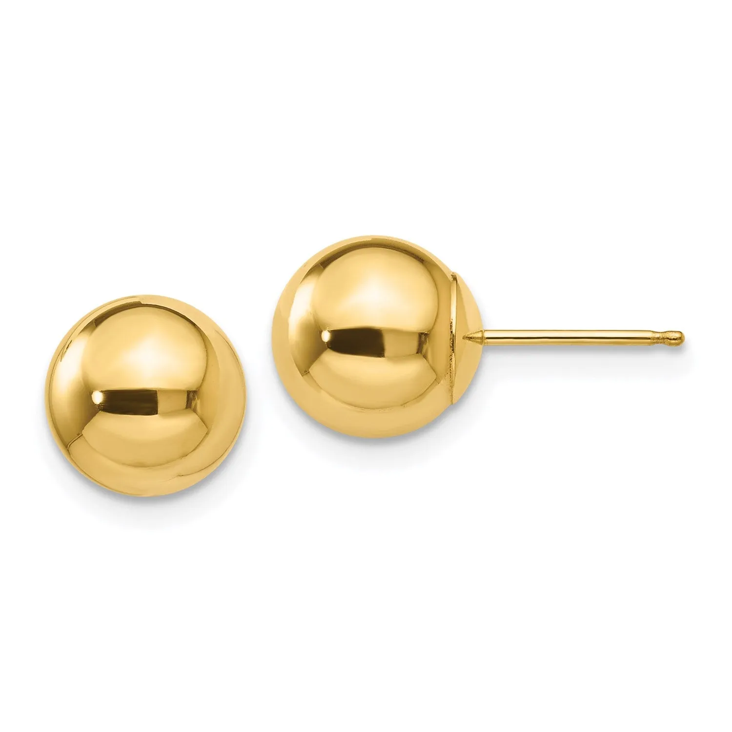 14KT Yellow Gold 8MM Stud Earrings