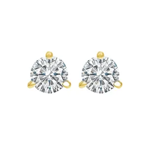 14KT Yellow Gold & Diamond Round Stud Earrings  - 1 ctw