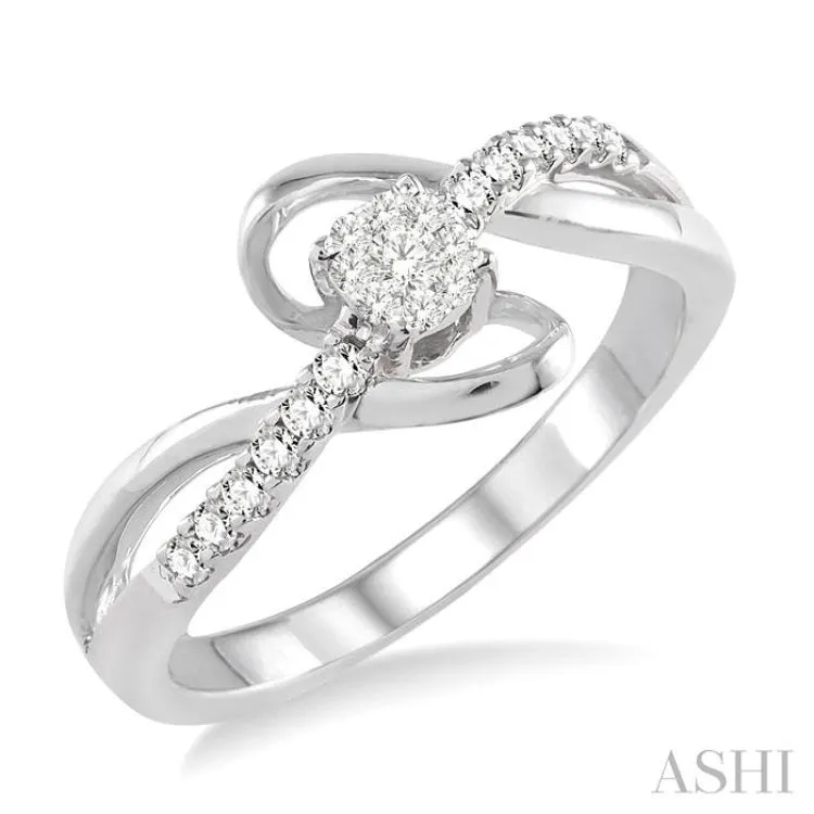 1/5 Ctw Lovebright Round Cut Diamond Ring in 14K White Gold