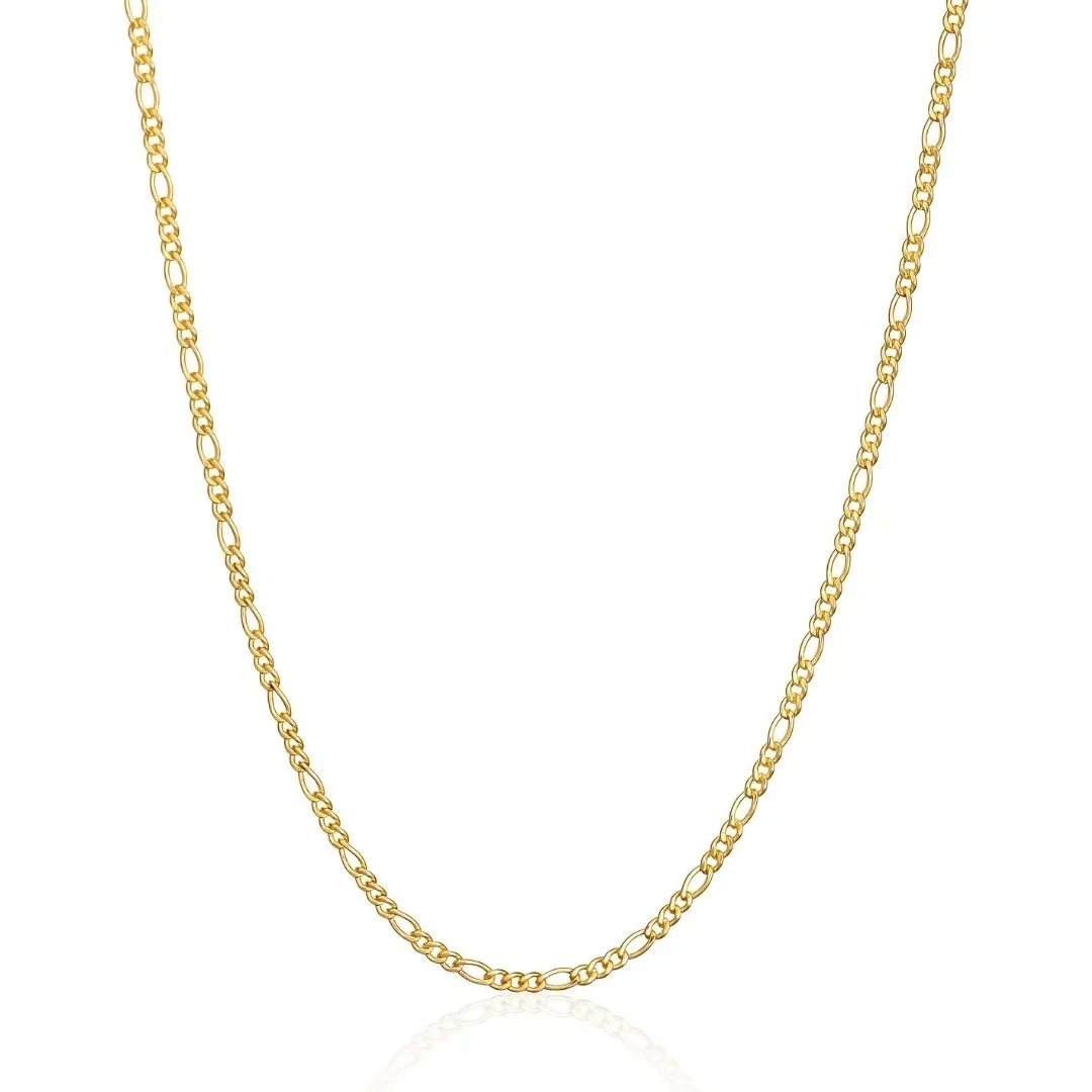 18K Gold Plated 2.5mm Figaro Chain Necklace