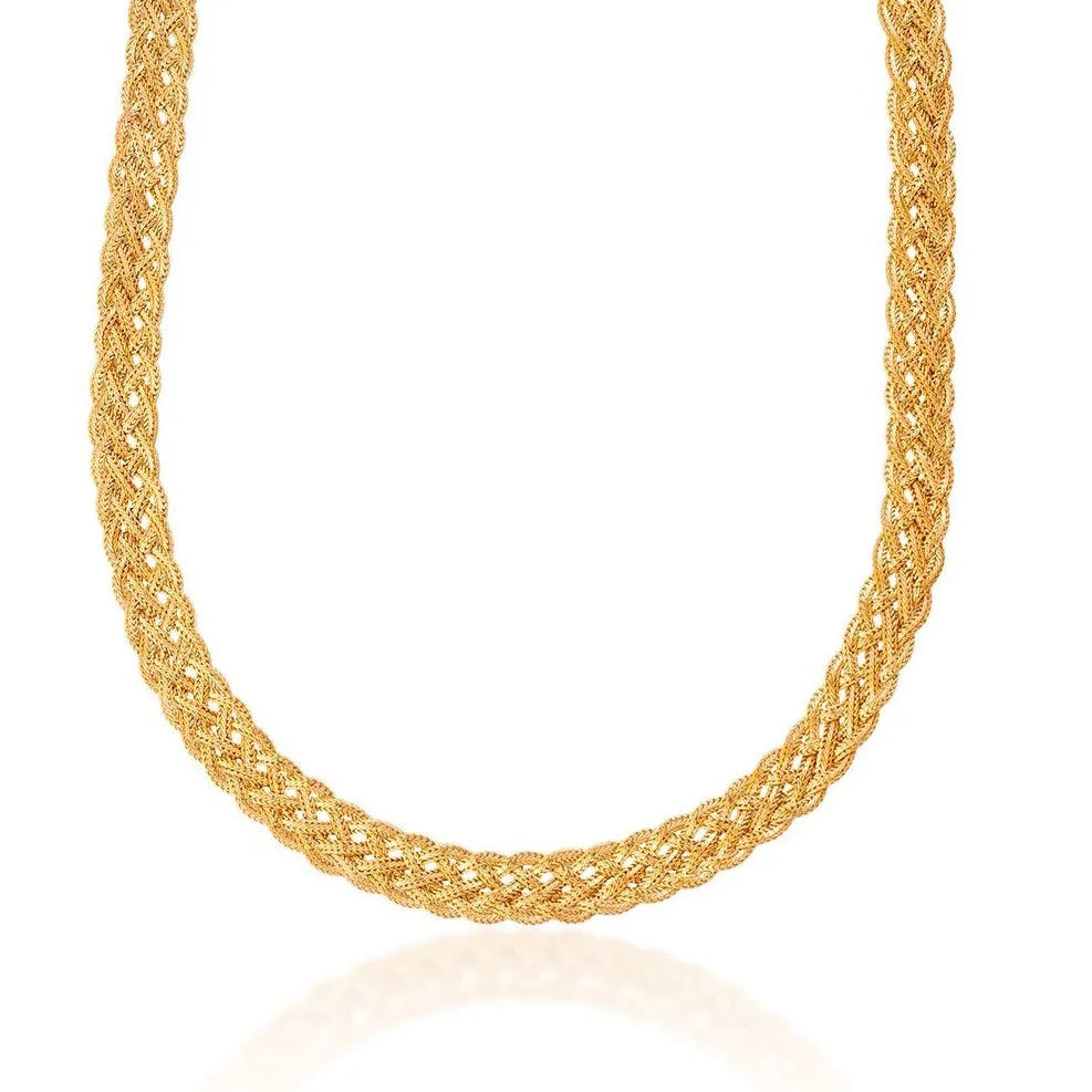 18K Gold Plated 4mm Braided Herringbone Necklace