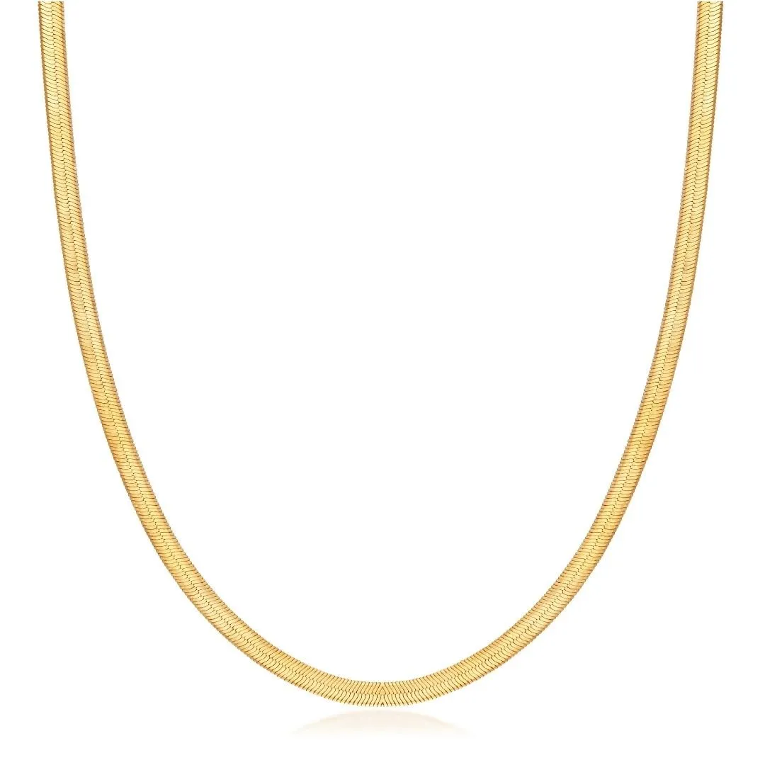 18K Gold Plated 4mm Herringbone Necklace