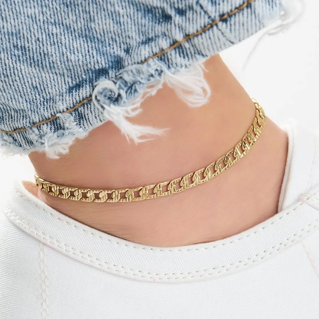 18K Gold Plated Cuban Link Anklet