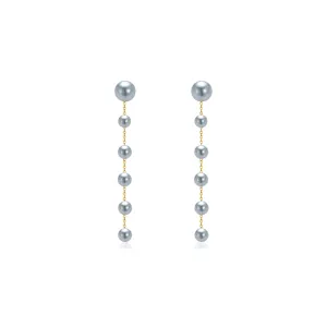 18K Gold Silver Blue Akoya Pearl Earrings KE00157