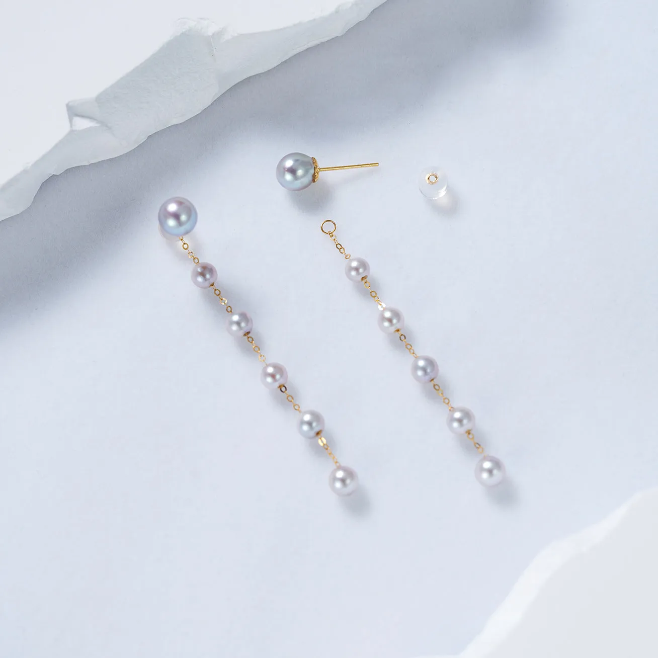 18K Gold Silver Blue Akoya Pearl Earrings KE00157