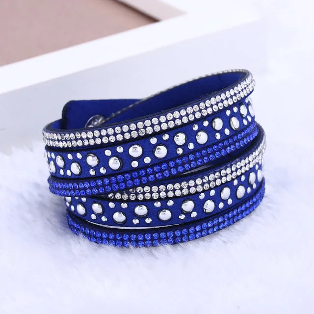 2016  New foreign Aliexpress sell fashion and personality, selling leather  hot drilling and multilayer bracelet