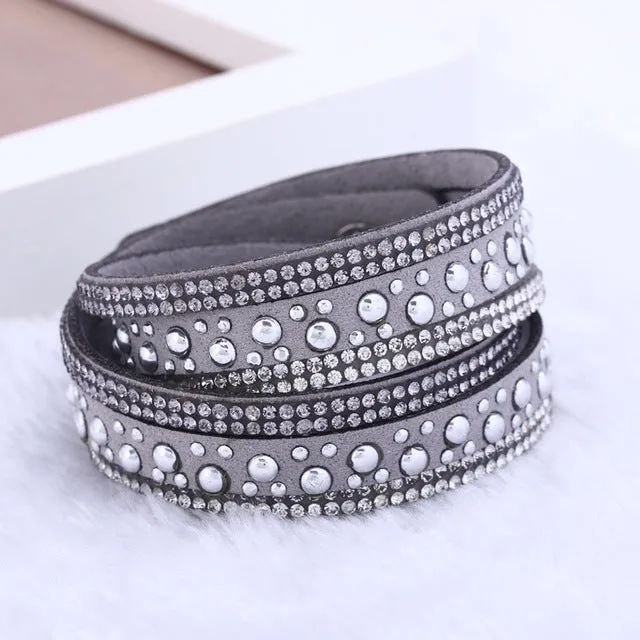 2016  New foreign Aliexpress sell fashion and personality, selling leather  hot drilling and multilayer bracelet