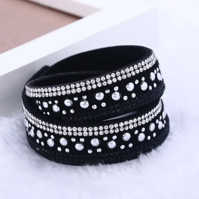 2016  New foreign Aliexpress sell fashion and personality, selling leather  hot drilling and multilayer bracelet