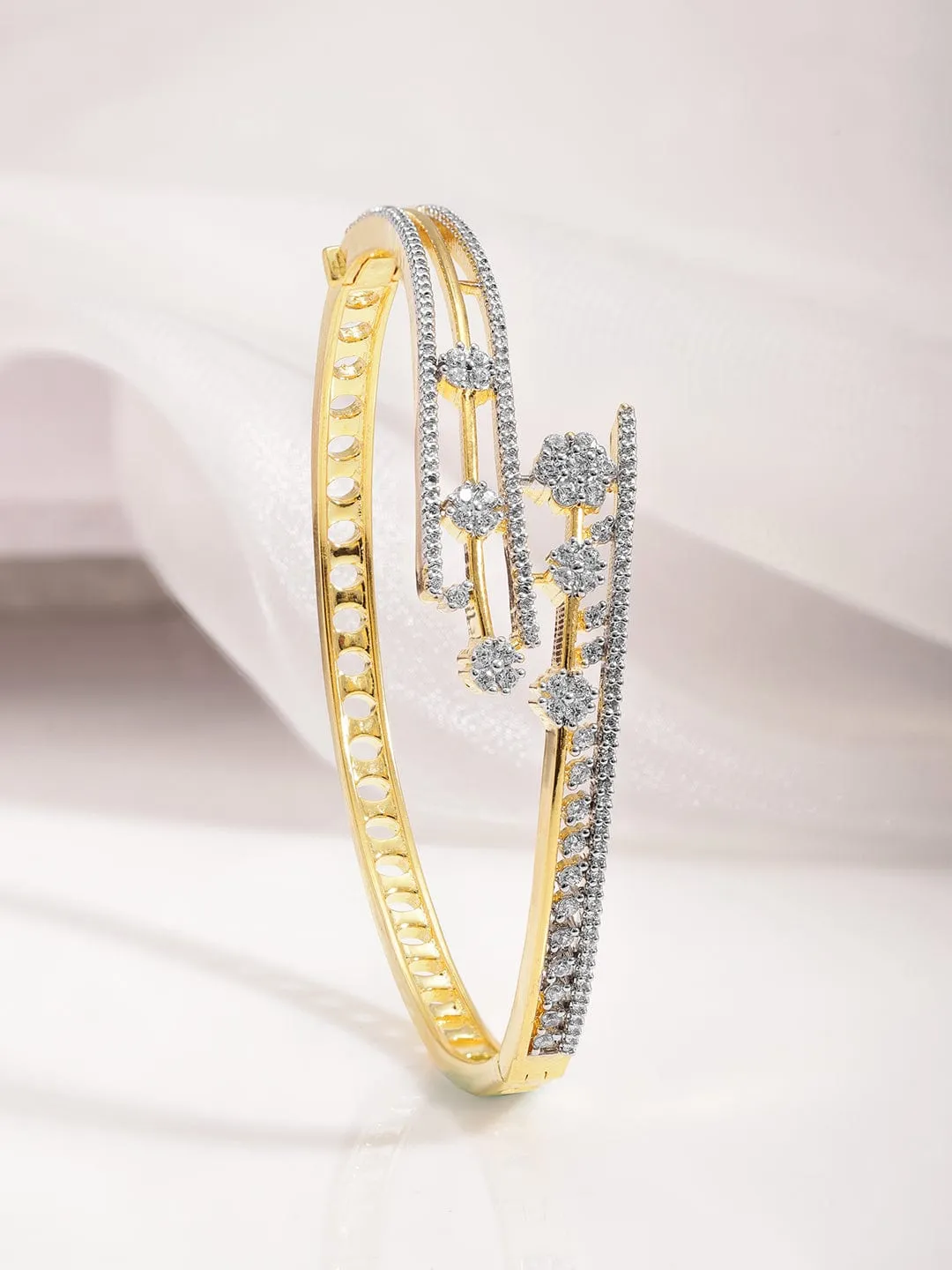 22KT Gold Cubic Zirconia Studded Adjustable Bracelet