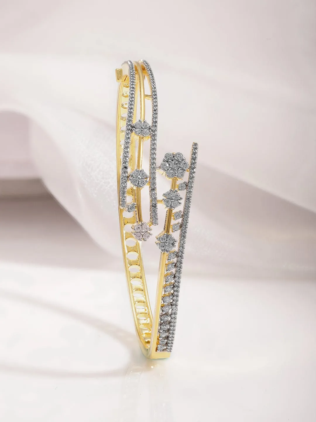 22KT Gold Cubic Zirconia Studded Adjustable Bracelet