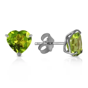 3.25 Carat 14K Solid White Gold Warm Shimmer Peridot Earrings