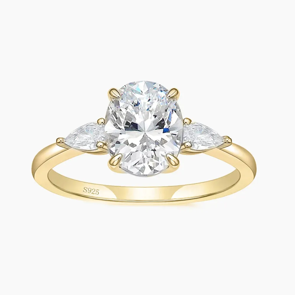 3CT Oval Cubic Zirconia Engagement Ring