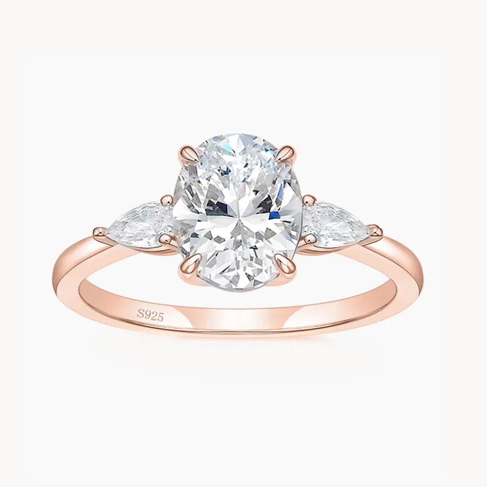 3CT Oval Cubic Zirconia Engagement Ring