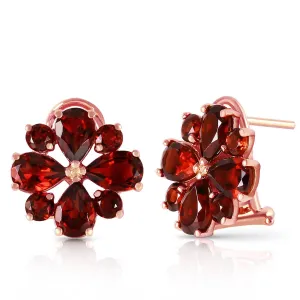 4.85 Carat 14K Solid Rose Gold Flower Garnet Clip Earrings