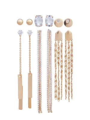 6-Piece Gold-Tone Drop & Stud Earrings Set