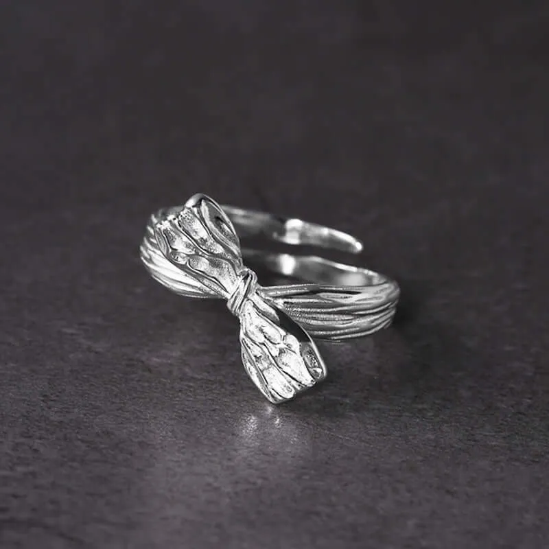 925 Sterling Silver Pleated Ribbon Plain Ring