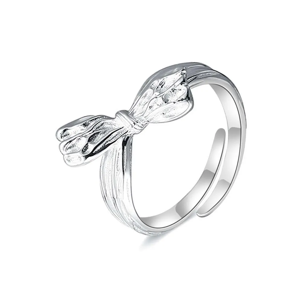 925 Sterling Silver Pleated Ribbon Plain Ring