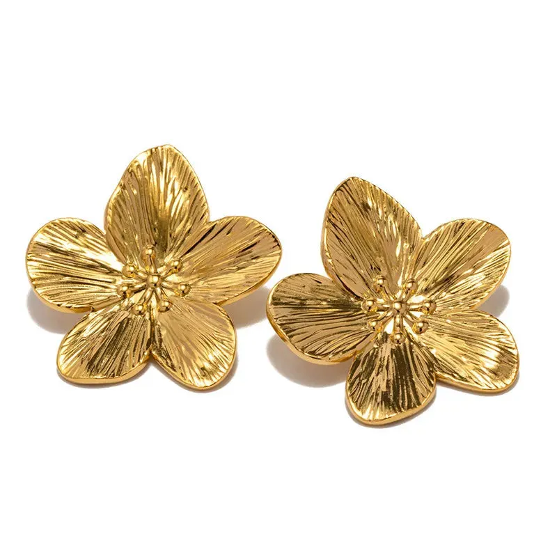 A&A Gold Flower Stud Earrings