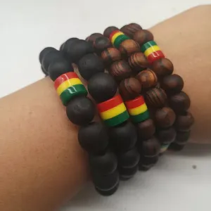 AfroFashion 5pcs/lot Rasta wooden beaded bracelets can mixed colors