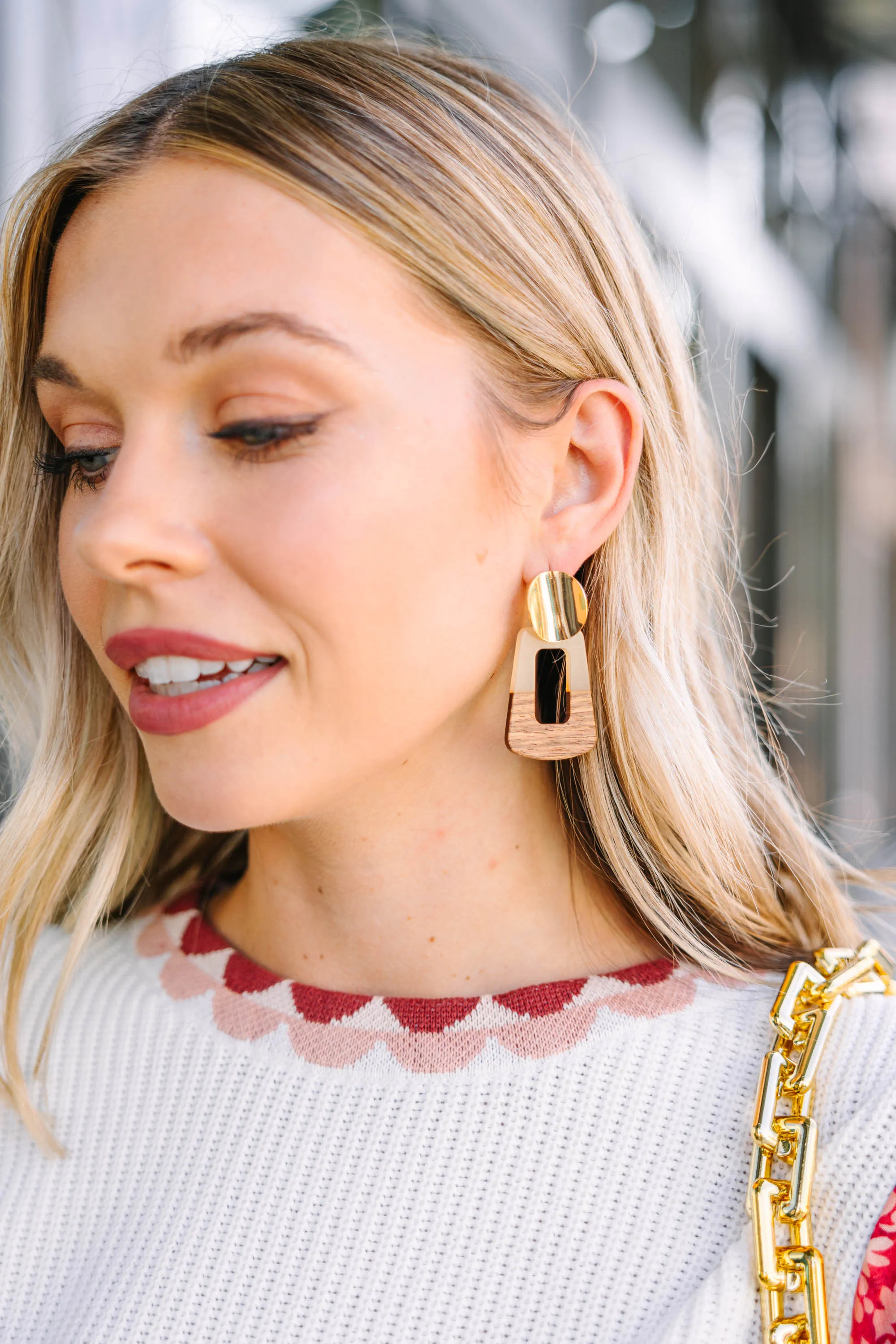 All The Answers Ivory White Geometric Rectangle Earrings