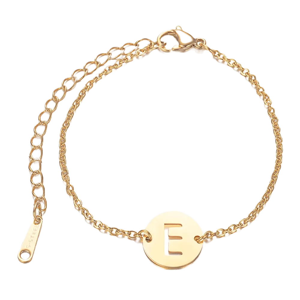 Alphabet Bracelet Gold Plated - Letter E