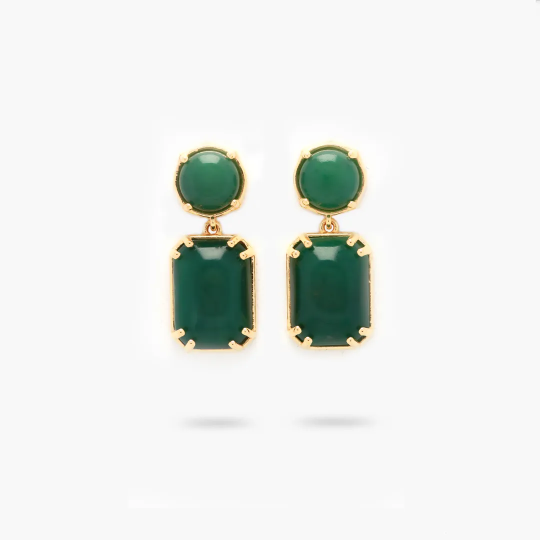 Amare Wear Green Aventurine Statement Earring