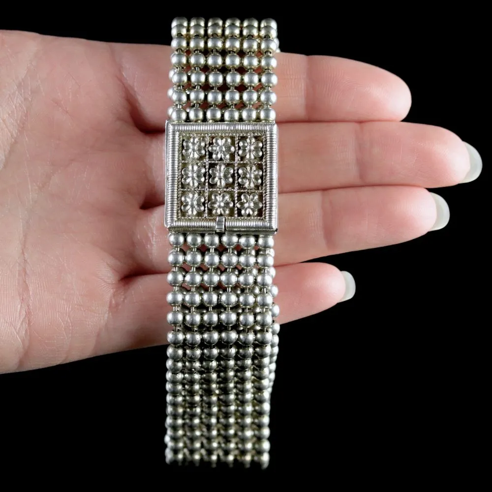 Antique Victorian Choker Necklace Silver Bracelets Circa 1880