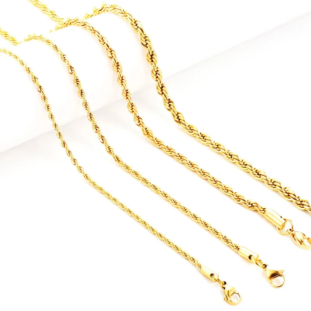 ASON Inoxidable Gold Color Chains 1-5mm Stainless Steel Snake Chains Necklace Twist Rope Jewelry Women Long Chains Accessories